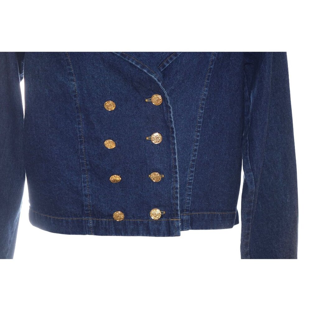 Vintage Forenza Jean Jacket Sz 12 Military Epaulette 80's-90's Double Breasted C - Picture 3 of 8